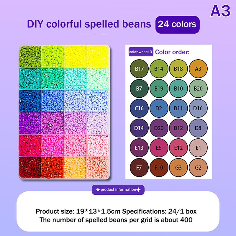 24Colors/Set Each Grid Contains 400Pcs Mini Beads Fuse Beads Puzzles Beads For Kids Diy High Quality Puzzles Handmade Gift Toy