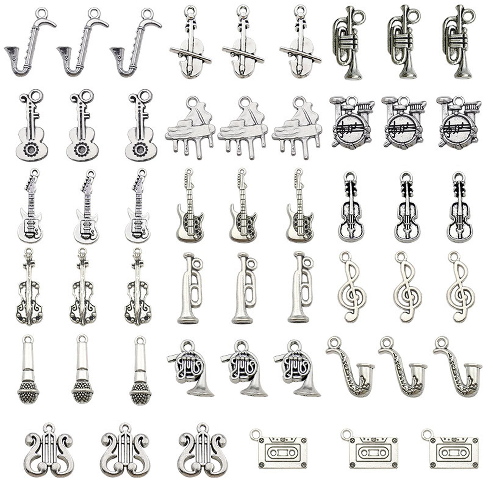 

51 Pcs Music Instrument Violin Charm Retro Music Charm Musical Instrument Pendants for Crafts Jewellery Making
