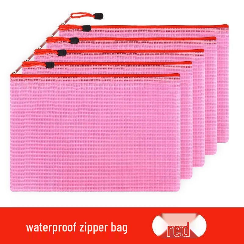 

A4 Waterproof Transparent Mesh Zipper Bag for Students: Cross-Border File Storage & Classification Receipt Size 24*11