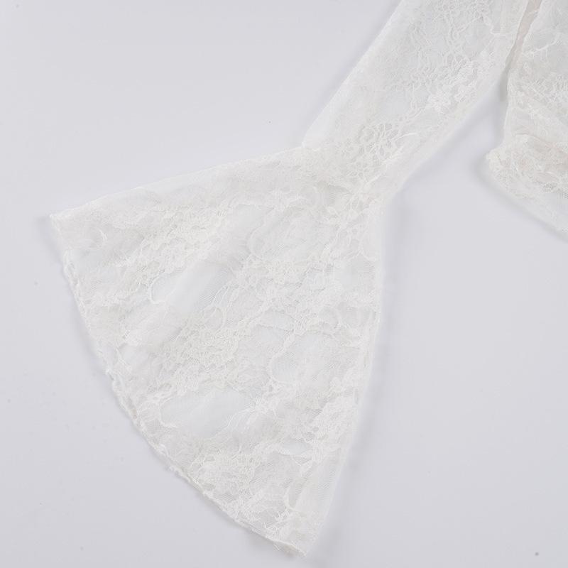 Elegant Lace Bell Sleeve Off-Shoulder Sheer Cover-Up