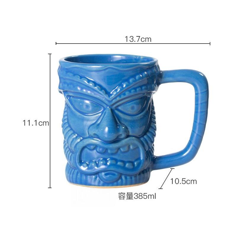 Ceramic Cocktail Tiki Mugs with Handle Hawaiian Beer Tiki Cocktail Cups Unique Gifts for Bar Party