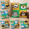 Four-Point Cute Cartoon Dog Pictures Pillow Case Comfort Sofa Bed Silky Elegant Invisible Zipper Decorative Cushion Cover