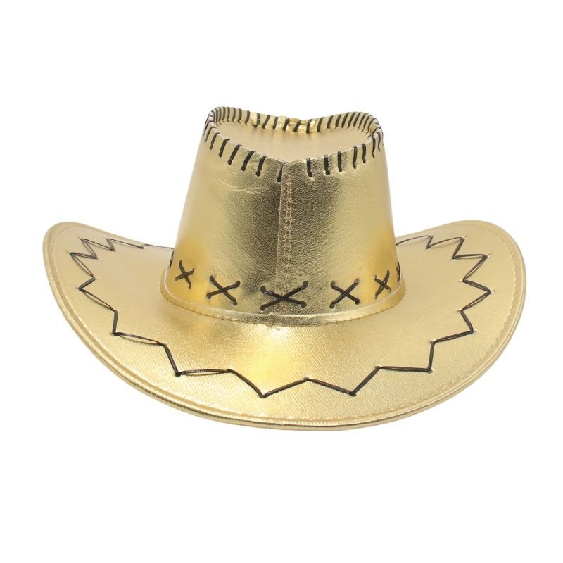 Party Dress Up Top Hat Bright Gold Silver Western Cowboy Hat Short Video Wear Jazz Performance Stage Hat