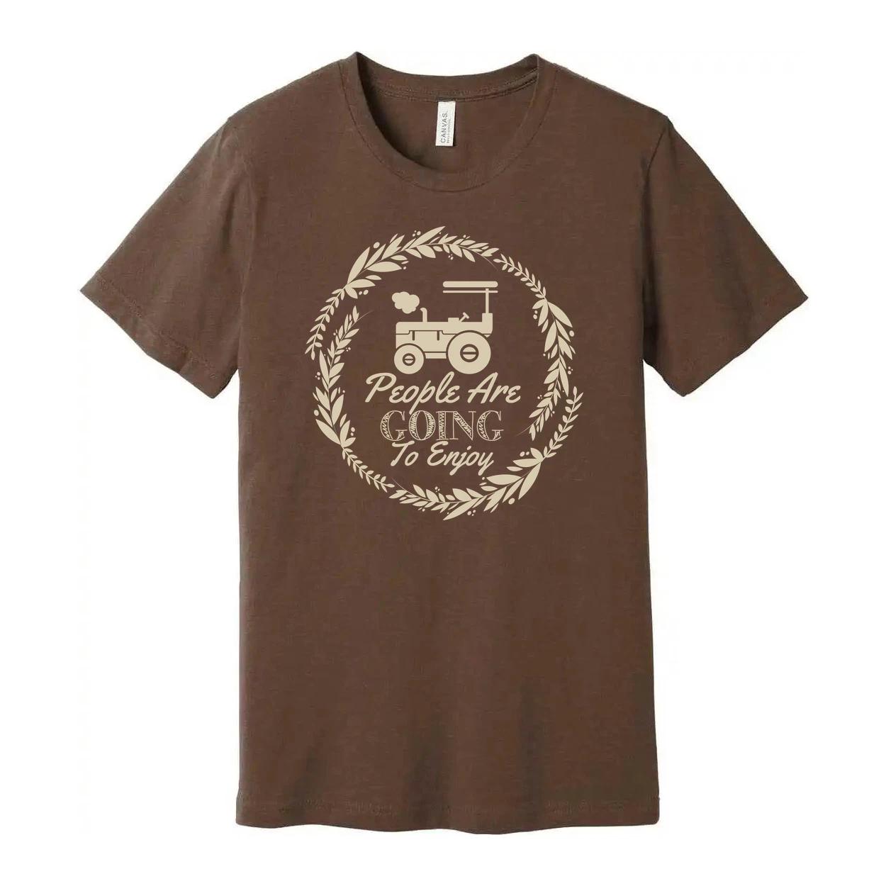 

Gardening Themed Unisex T Shirt With Tractor Emblem And Laurel Circle Design Gra XL
