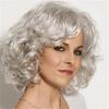 Synthetic Short Curly Hair Grey White Elderly Wig for Women Mommy Wig with Bangs Cosplay Costume Party Grandma Gift Wig