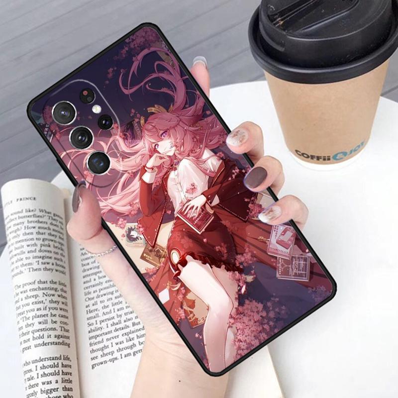Genshin Yae Miko Phone Case Cover For Samsung Galaxy S24 S25 Ultra S21 S22 Ultra S10E Note 10 Plus Note 20 FE S23