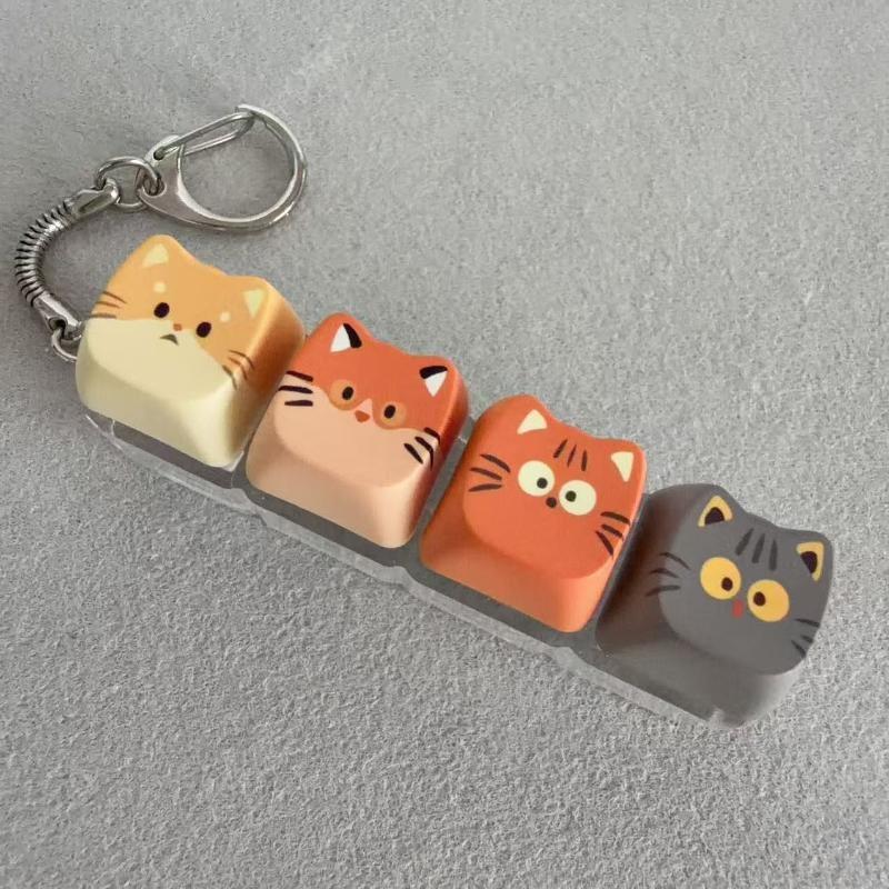 Cute Cat Mechanical Keyboard Switch Tester Kawaii Keycap Keychain Quiet Fidget Toy for Office Work Stress Relief