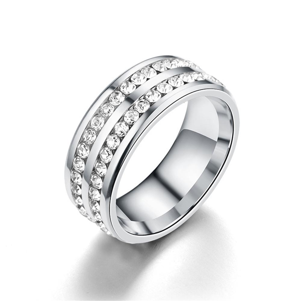 

Hip Hop Iced Out Bling Ring 8mm Gold Silver Color Stainless Steel Cubic Zirconia Wedding Rings for Women Men Jewelry Gift 8
