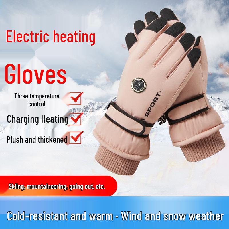 Rechargeable Heated Motorcycle & Cycling Winter Gloves - Thick, Windproof, Velvet-Lined.