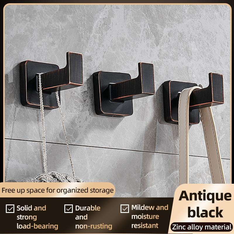 Metal Robe Hooks Black Bronze Wall Mount Hooks For Hanging Keys Clothes Hanger Door Robe Hook Bathroom Accessories FR209