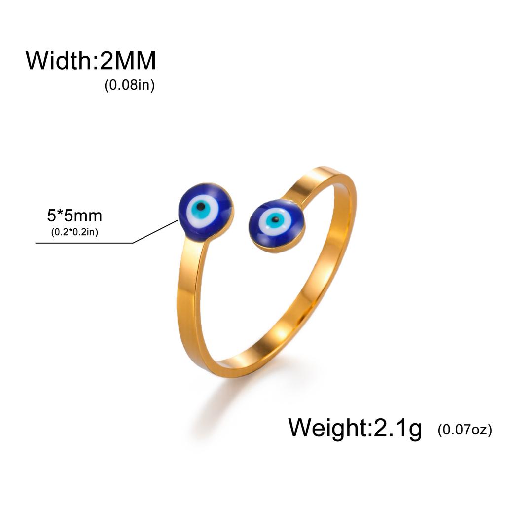 Vintage Turkish Blue Evil Eye Rings Stainless Steel Lucky Jewelry Open Finger Rings for Women Birthday Anniversary Gift Amulet
