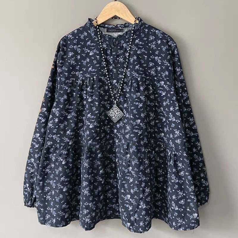 ZANZEA Women Casual Round Neck Long Sleeve Floral Print Blouses