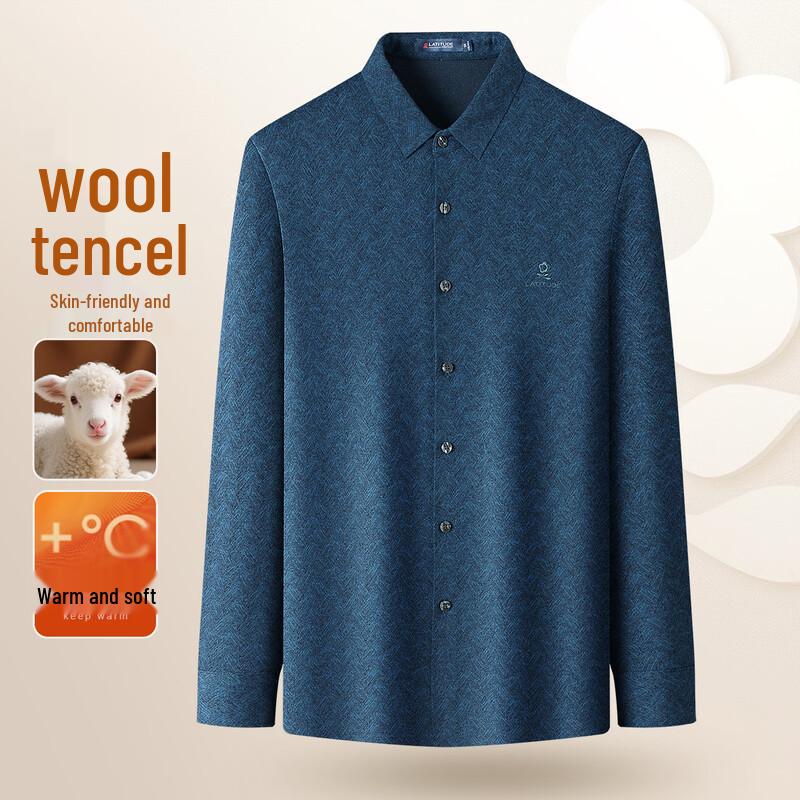 MONTAGUT Men's 10% Merino Wool Warm Soft Long-Sleeve Shirt