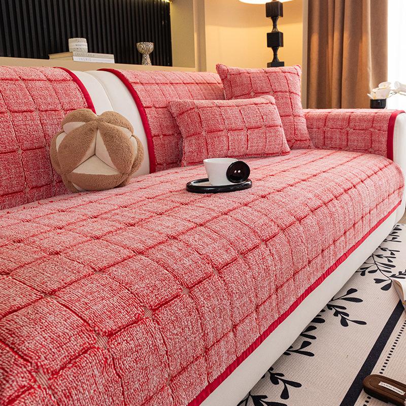 Simple Style Sofa Cover Fabric Straight Row Anti Slip Sofa Cushion Cover Skin Friendly And Durable Autumn Winter New Style M107