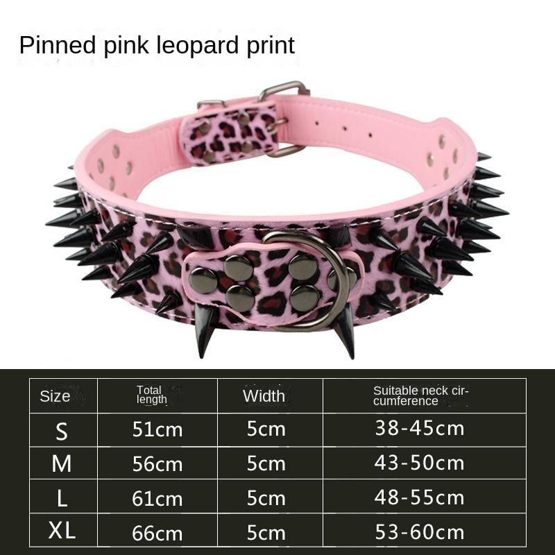 Wide Luxurious Leather Dog Collar Sharp Spike Studded Dog Collars for Rottweiler Pitbull Large X-Large Training Dogs