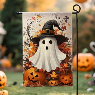 Halloween Horror Pumpkin Hanging Flags Garden Flag Banner Double-sided Printing Imitation Linen Flags Outdoor House Porch Decor