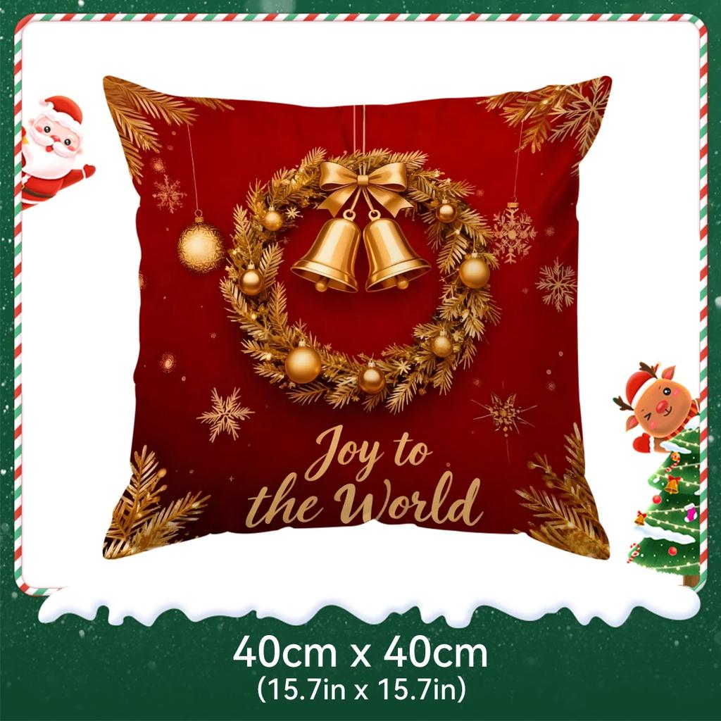 Gilt Red Christmas Design Cushions Pillowcase Polyester Cushion Cover Throw Pillow Pillowcover Home Car Sofa Decor