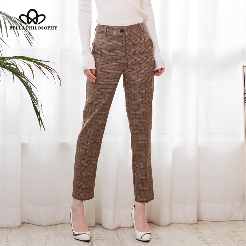 Pantalones básicos a cuadros Mujeres Casual Cintura alta Pantalones largos  Harem Cremallera Femenina Cremallera De Oficina Pantalones Dama Pantalones  Pantalones comprar a buen precio — entrega gratuita, reseñas reales con  fotos — Joom