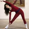 Women's Red Yoga Wear: Stunning 2025 Pilates Set - Autumn/Winter Fitness Long Sleeve Sports Top
