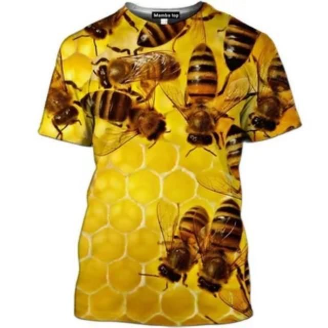 Camiseta masculina com estampa 3D, camiseta engraçada de verão com abelha, manga curta, camiseta masculina casual unissex, camiseta grande, harajuku, gola redonda