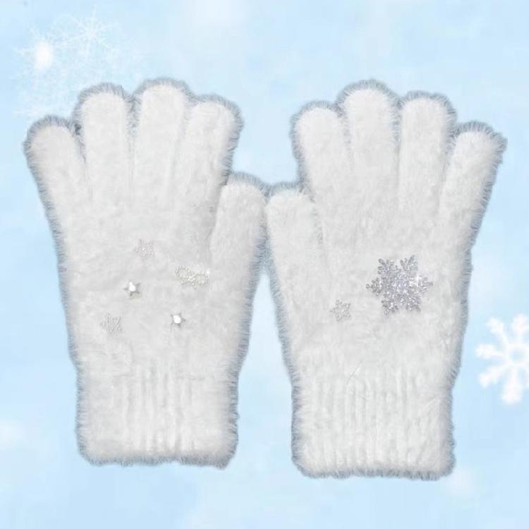 Screen Touch Hand Gloves Fashion Snowflake Cuff Gloves Casual Gloves for Walking