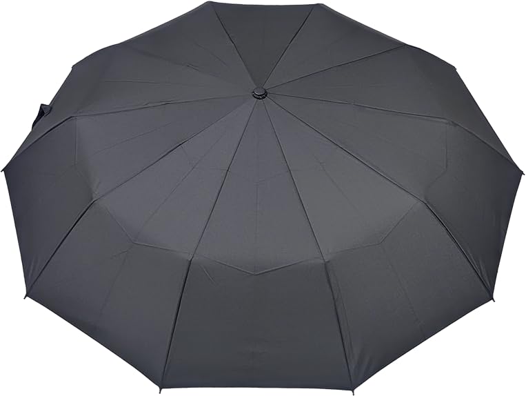 Rose Sangyo Long 10 Mini Folding Solid 61601001 Men's Umbrella, 60cm, Ribs, Umbrella, Black,