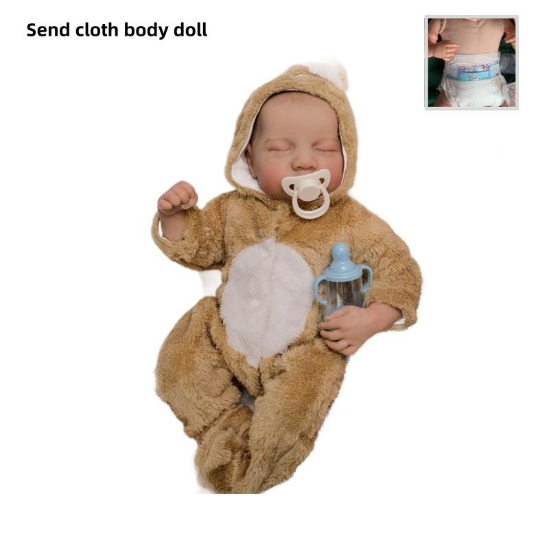 

45cm Cloth Body Full Silicone Body Optional Reborn Dolls Levi High Painting Realistic Baby Girls Doll with Bald Hair Kid s Birthday Christmas Dolls cloth body