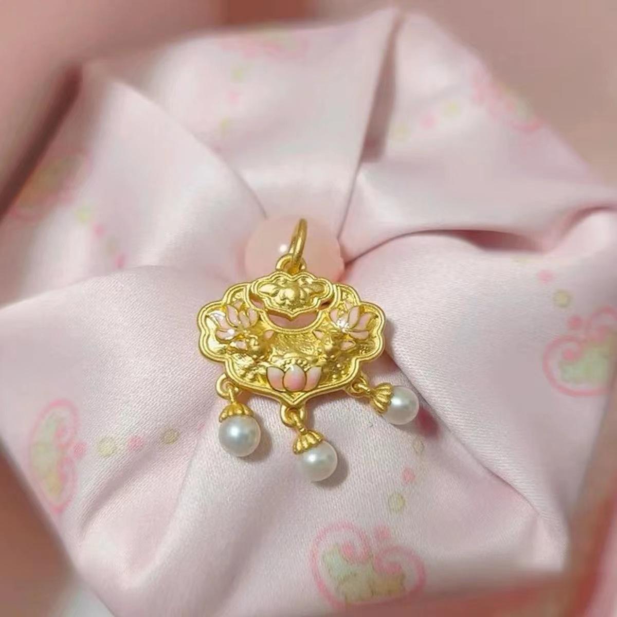 

S925 silver koi lock Shili Hongzhuang necklace silver-plated pendant gradual change Epoxy pendant bead collarbone chain 925 silver