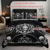 3pcs Black Bedding Set Gothic Style Skull Chain Printed Cozy Soft Duvet Cover King Queen Twin Size Birthday Gift Bedroom Decor