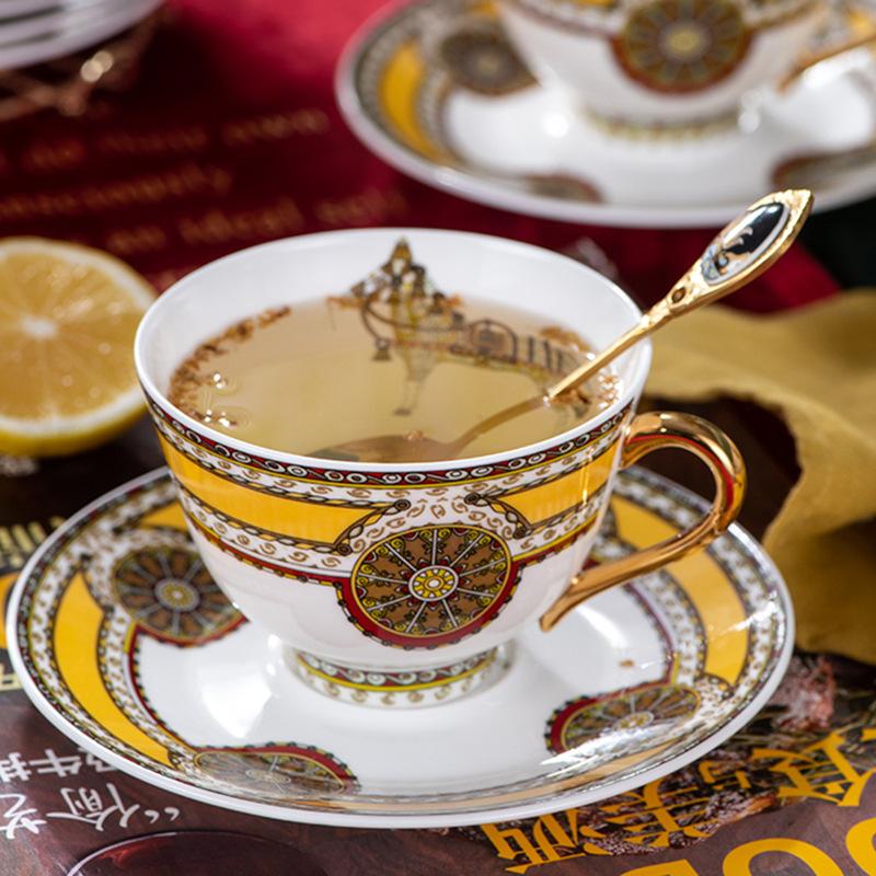 Ceramic Bone Porcelain Coffee Cup and Plate Set