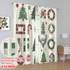 2pcs,2D Plane Printing Creative Curtains Christmas Trees Wreaths Bows Stars Durable 100% Polyester Fabric (without Rod) Holiday