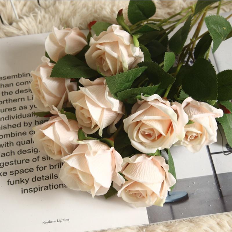 Künstliche Blumen Haus Valentinstag Hochzeit Dekoration Wohnzimmer Einrichtung DIY Vase für Haushaltsprodukte Getrocknete Rosen Strauß