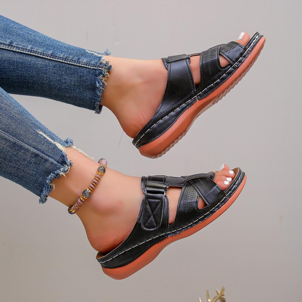 Fashion Summer Women Wedge Sandals Premium Orthopedic Open Toe Sandals Vintage Anti-slip Leather Casual Female Platform Retro Shoes