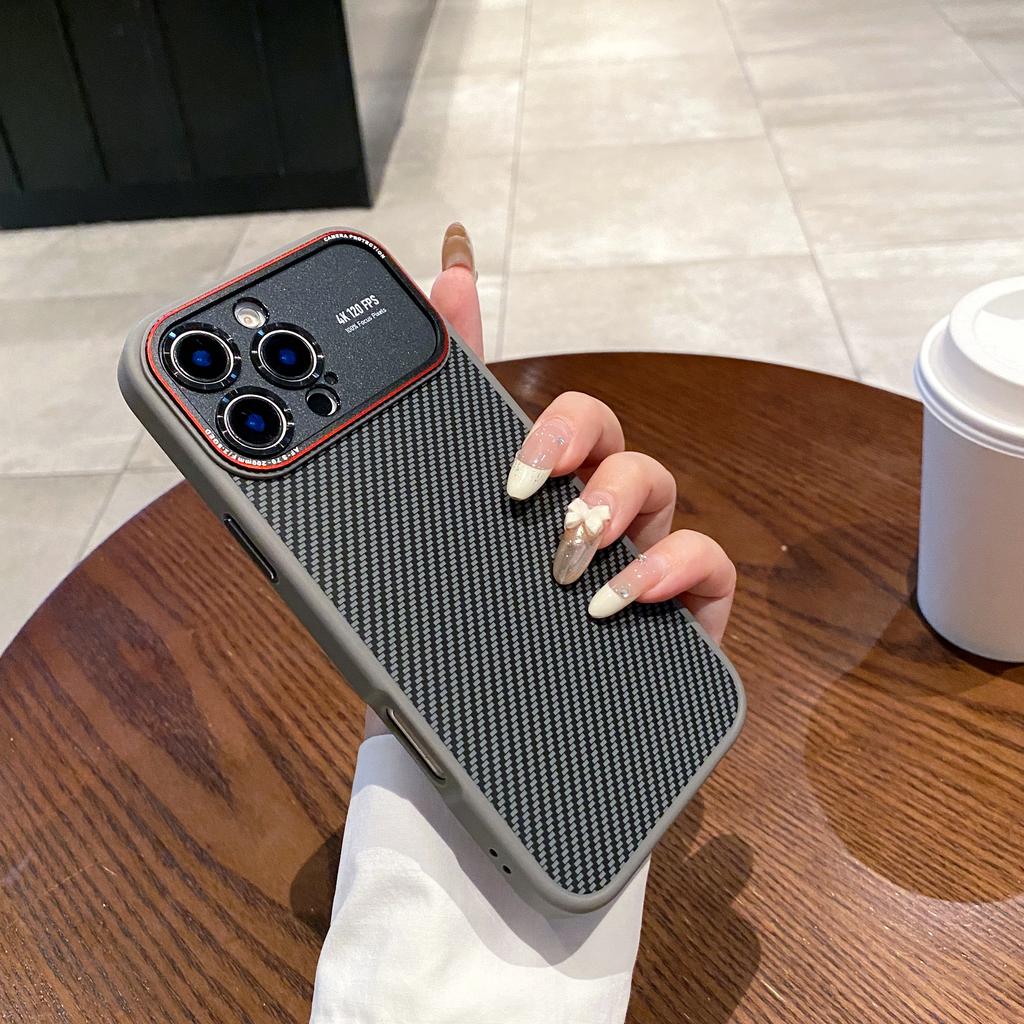 Stylish Carbon Fibre Large Window Case for IPhone 17 Air 16E 16 15 14 Pro Max Magnetic Wireless Charge Shockproof Protect Cover