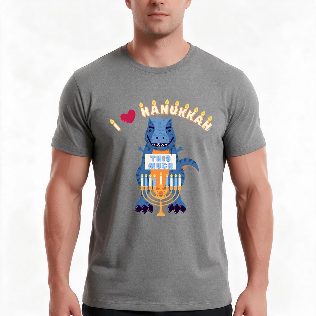 Rex Loves Hanukkah Tshirt Summer Casual Cotton Tee Oversized Streetwear Tops Vintage Graphic Print Loose Fit Short Sleeve
