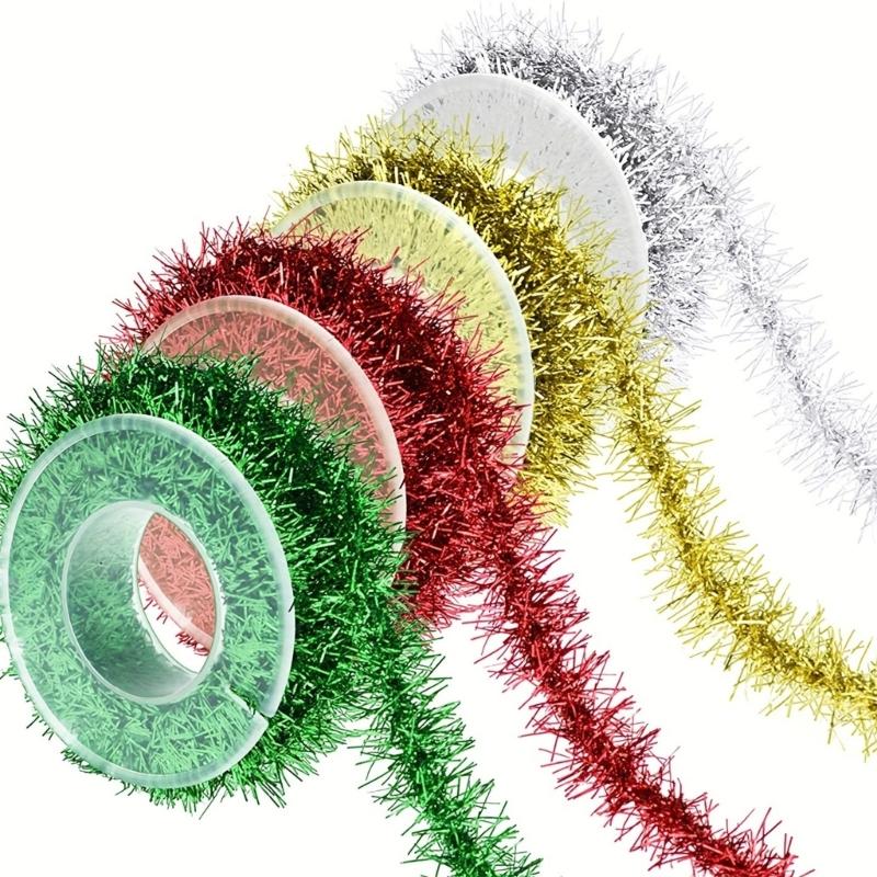 Wire Garlands Tinsel Ribbon Hangings Rattans Tree Ornament Wedding Party Colorful Ribbon for DIYs Craft Bows Gift Wrapping