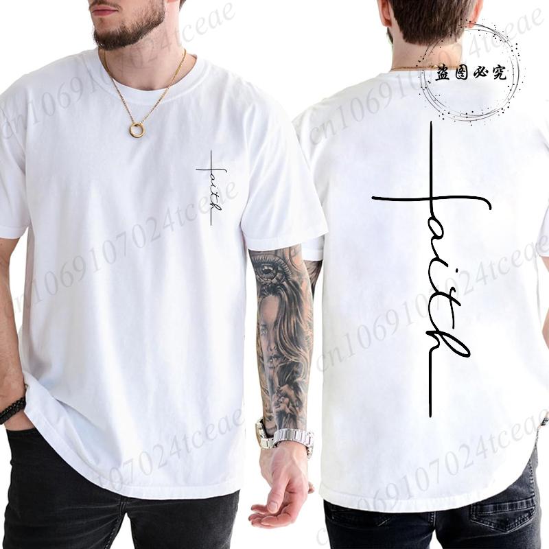 Letní pánská trička Pohodlná s kulatým výstřihem Krátký rukáv Ležérní tričko Křesťanský Ježíš Biblický verš Potisk Pánská módní trička