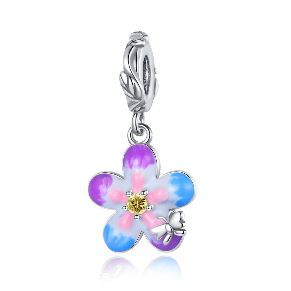 New Yellow Sunflowers Heart Rose Flower Charms 925 Sterling Silver Fits Original Bracelets Women Anniversary DIY Jewelry Charm