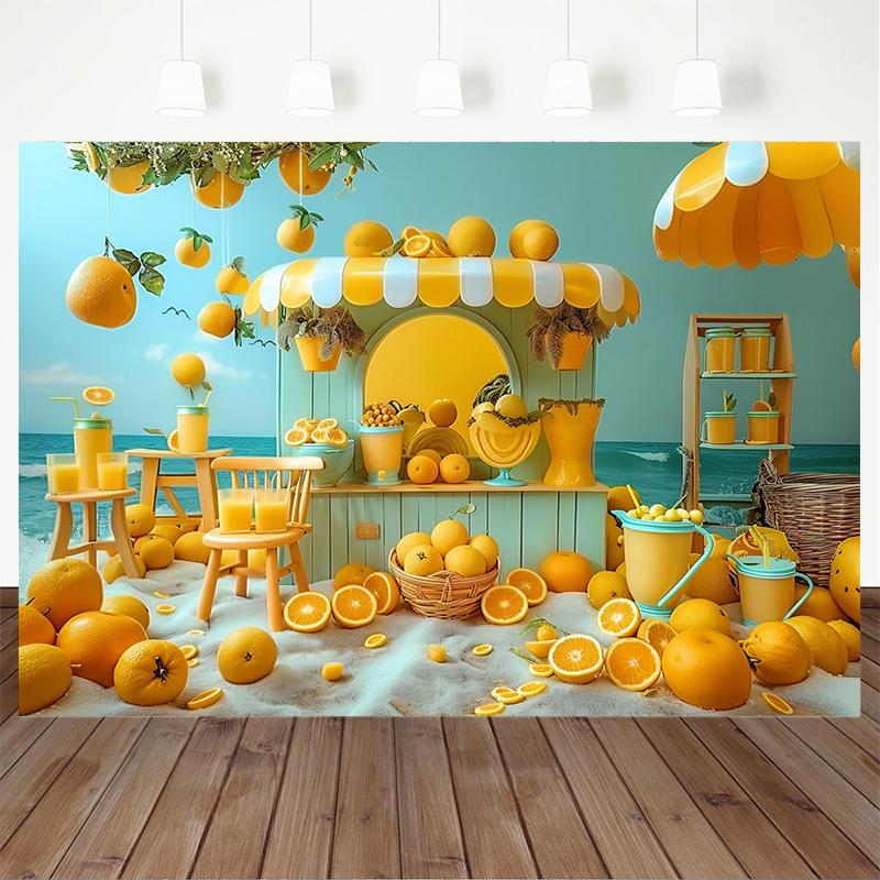 Summer Backdrop Photography Yellow Orange Fruit Store Photo Baby Shower Background Cloth Decoration Newborn Kids Party Backdrops