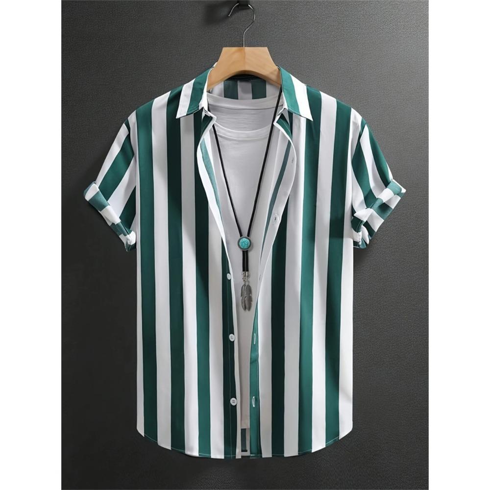 Simple Men's Shirt 3D Printed Retro Fashion Topshort Sleeve Beach Sweatshirt Street Hawaii Short Sleeved Shirt Men's Clothing