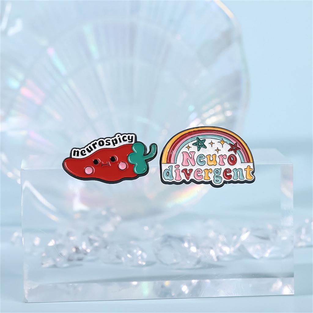 Sturdy Zinc Alloy Rainbow Chili Badge Practical Brooch Adornment Ideal for Trendsetters and Students