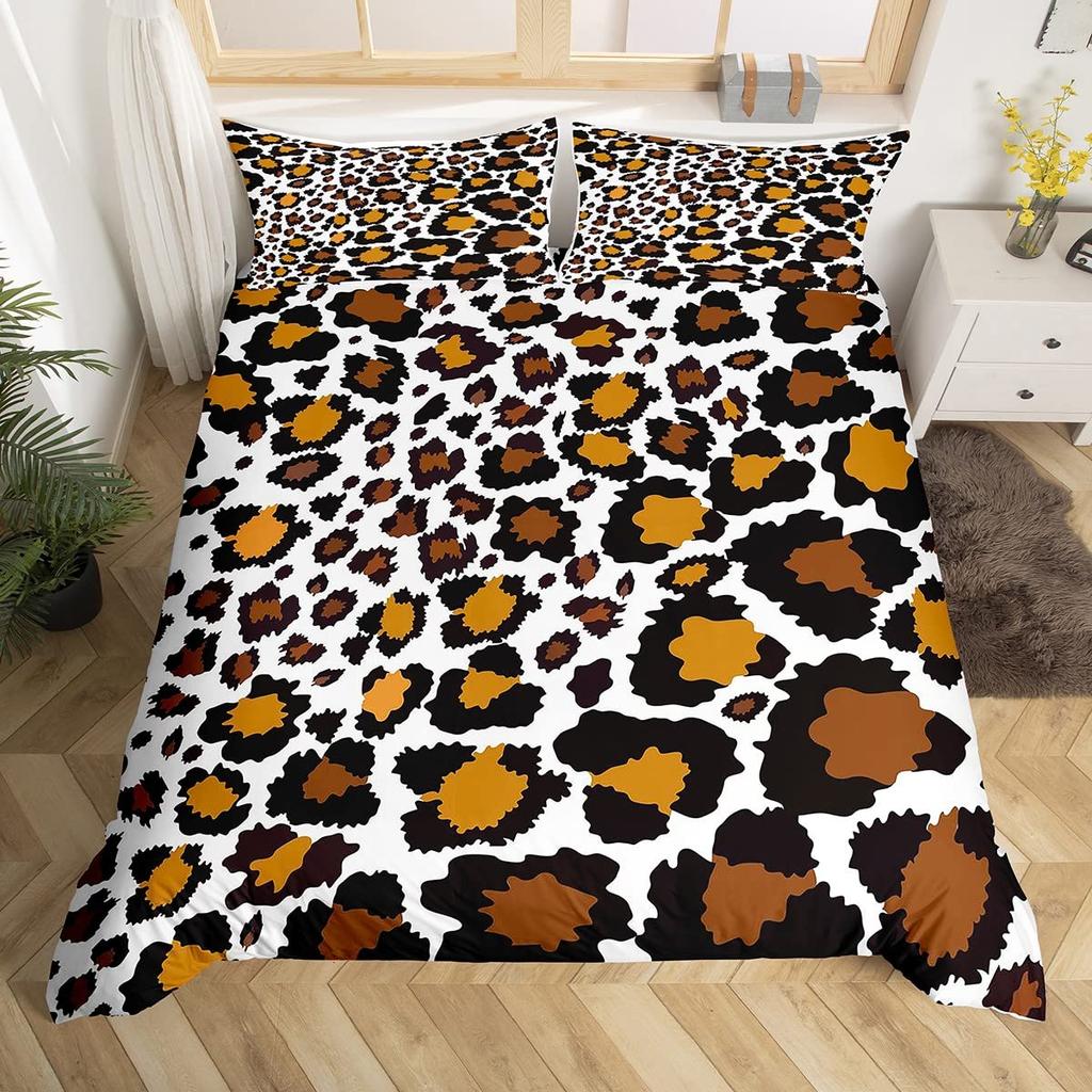 Cowhide Duvet Cover Set King Size Patchwork Cow Fur Print Farm Animal Bedding Set Microfiber Western Farmhouse Style Quilt Cover