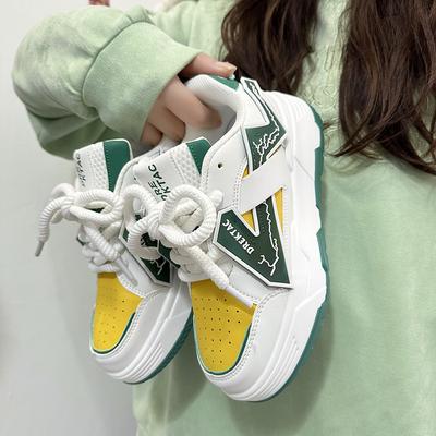 Ins Maillard Platform Heightening Casual Bread Shoes Couple Contrasting Colors Same Sports Shoes Men and Women