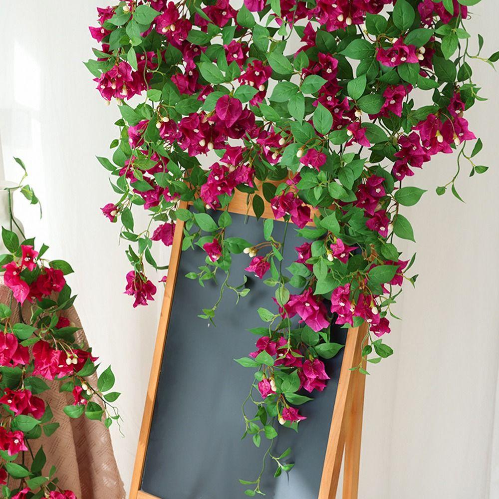 Multicolor Bougainvillea Artificial Flower Vine Hanging Decoration Photo Props Simulation Flower Vine Green Leaves Ornament