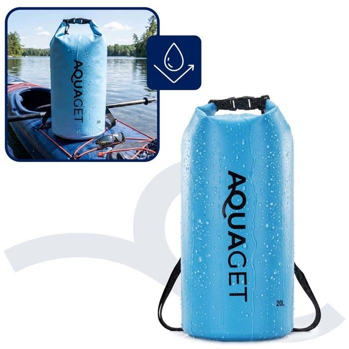 Aquaget® sac etanche impermeable 20l pour tourisme, voile et kayak - Bleu