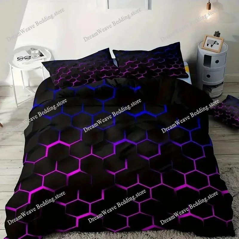 Colorful Geometry Bedding Set - Duvet Cover with Pillowcase for Single Double Bed Kids Adults Queen King Size Options Available9