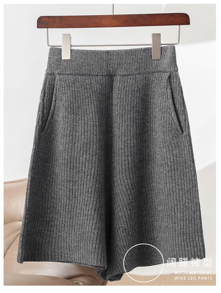 100% Vlna Šortky dámské s vysokým pasem áčkového střihu - Evropský podzimní/zimní styl