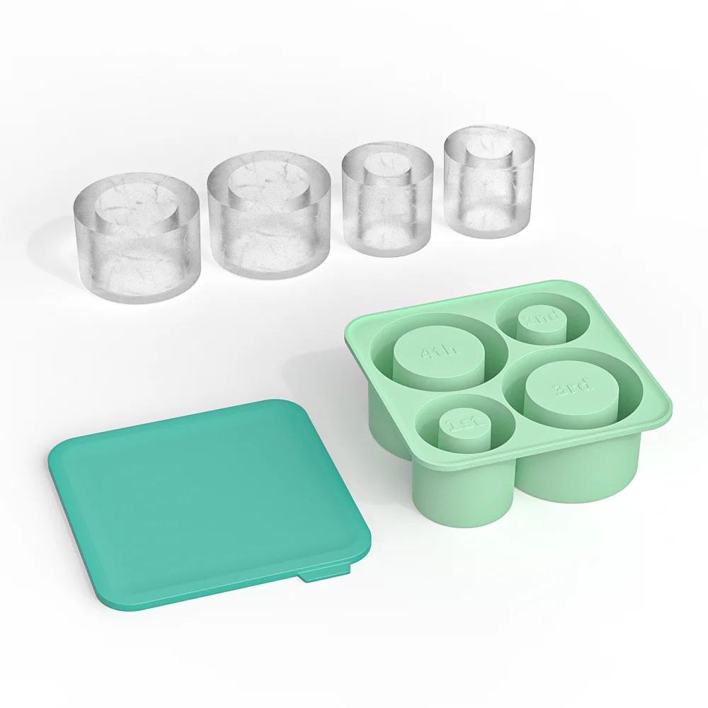 Ice Cube Tray for Tumbler Cup Silicone Cylinder Ice Cube Maker Mold with Lid for ST Cup зелёный