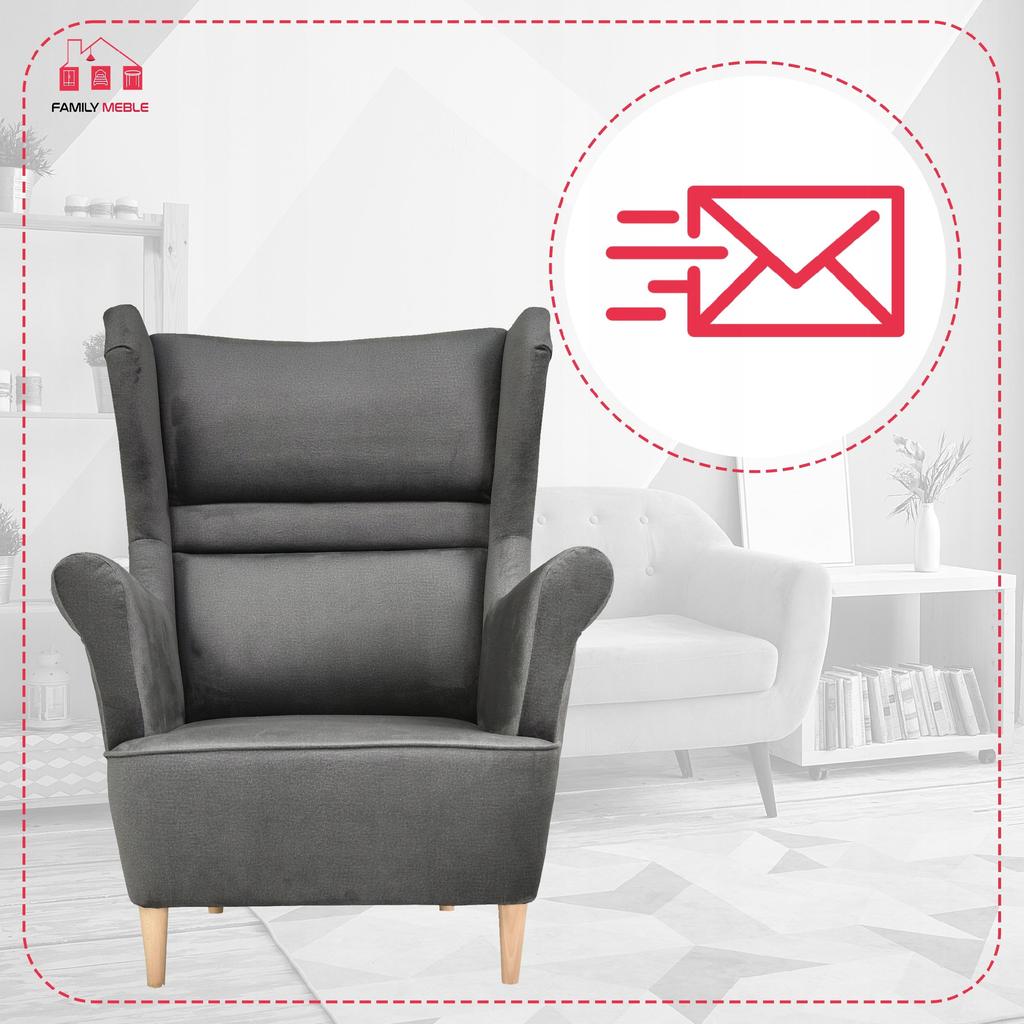 Zoja Scandinavian Wing Chair Family Meble Graphite Anthracite Dark