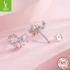 Sparkling Zircon Bow Stud Earrings Lady, Sweet Girl Heart S925 Sterling Silver Stud Earrings
